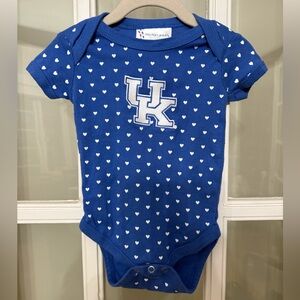 Two Feet Ahead University of Kentucky Blue Baby Onesie with Hearts